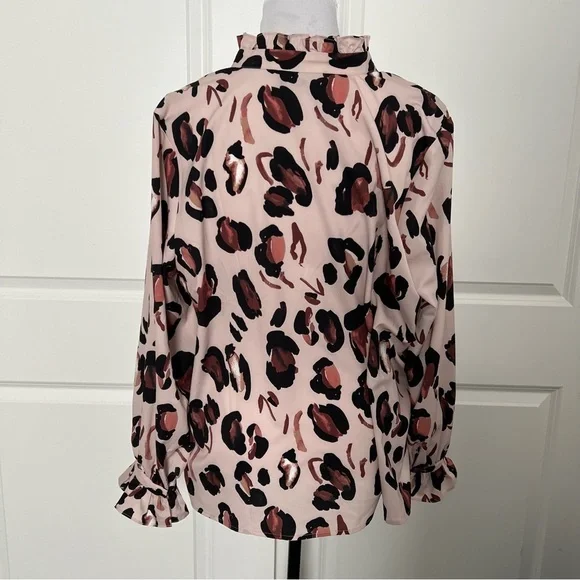 Eloquii Panthera Button Down w/ Ruffle Neck - NWT - Picture 11 of 15